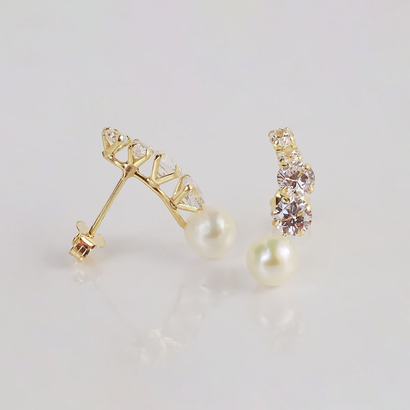 Amor Eterno - Broqueles Lambada Perla / Aretes Oro 10k