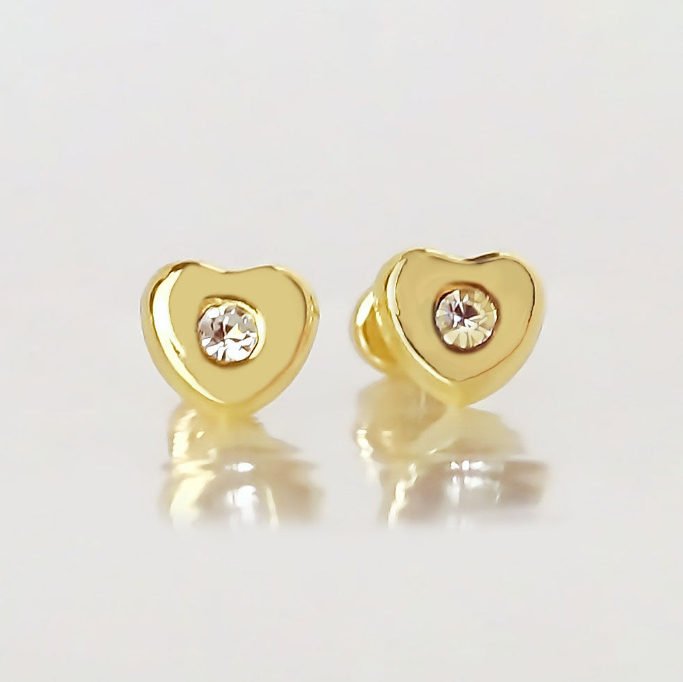 Amor Eterno - Broqueles/Bebé Bisel Corazón/Oro 10k