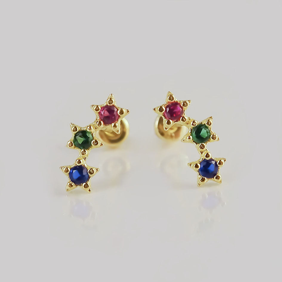 Amor Eterno - Lambada Mini Estrella / Aretes Oro 10k / Colores