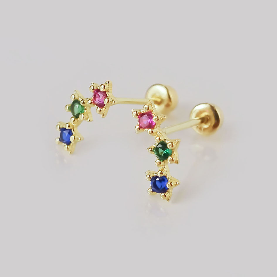 Amor Eterno - Lambada Mini Estrella / Aretes Oro 10k / Colores