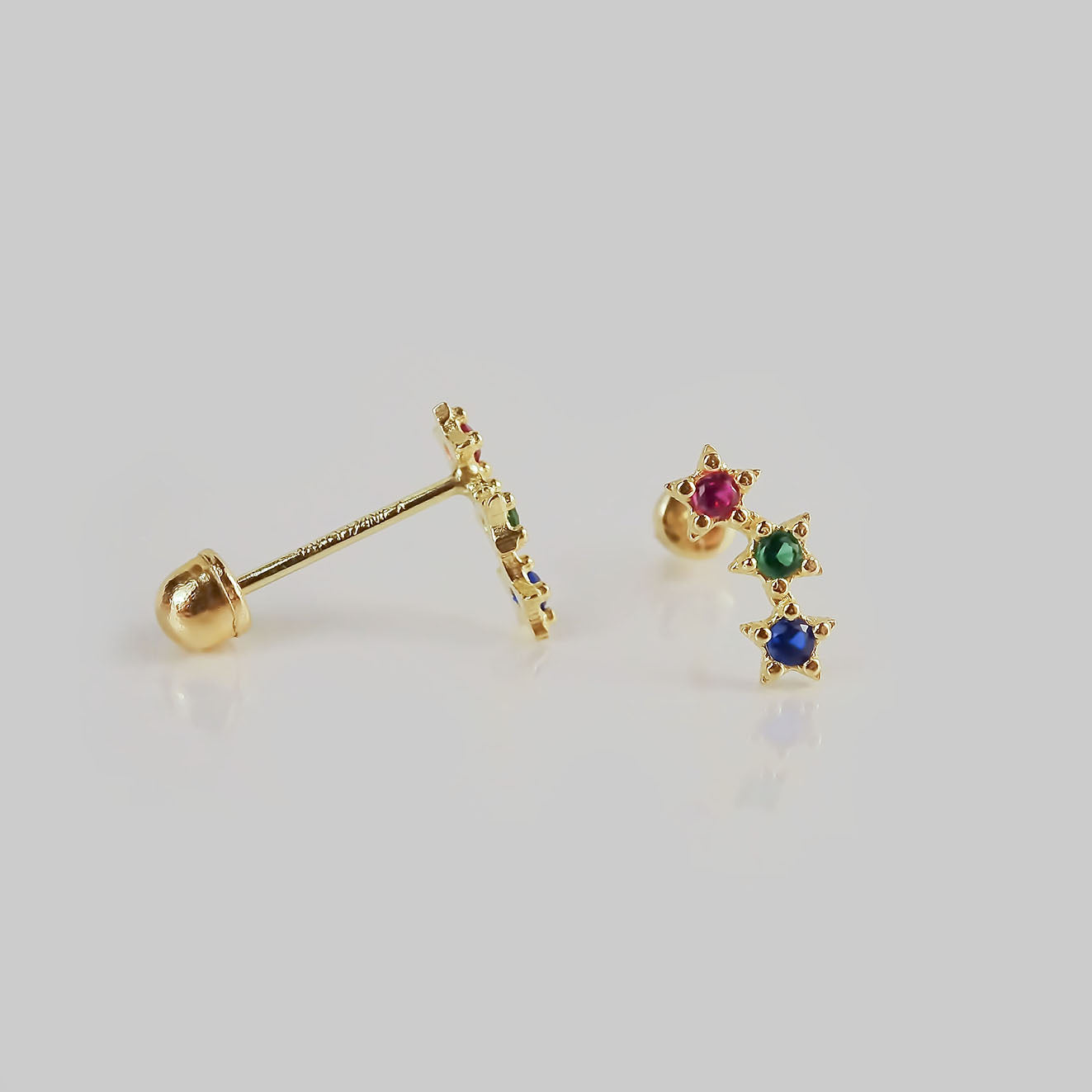 Amor Eterno - Lambada Mini Estrella / Aretes Oro 10k / Colores