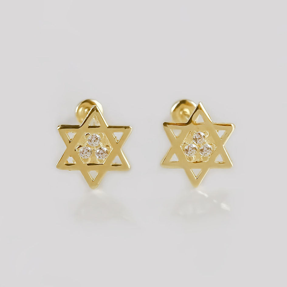 Amor Eterno - Broqueles Estrella De David / Aretes Oro 10k