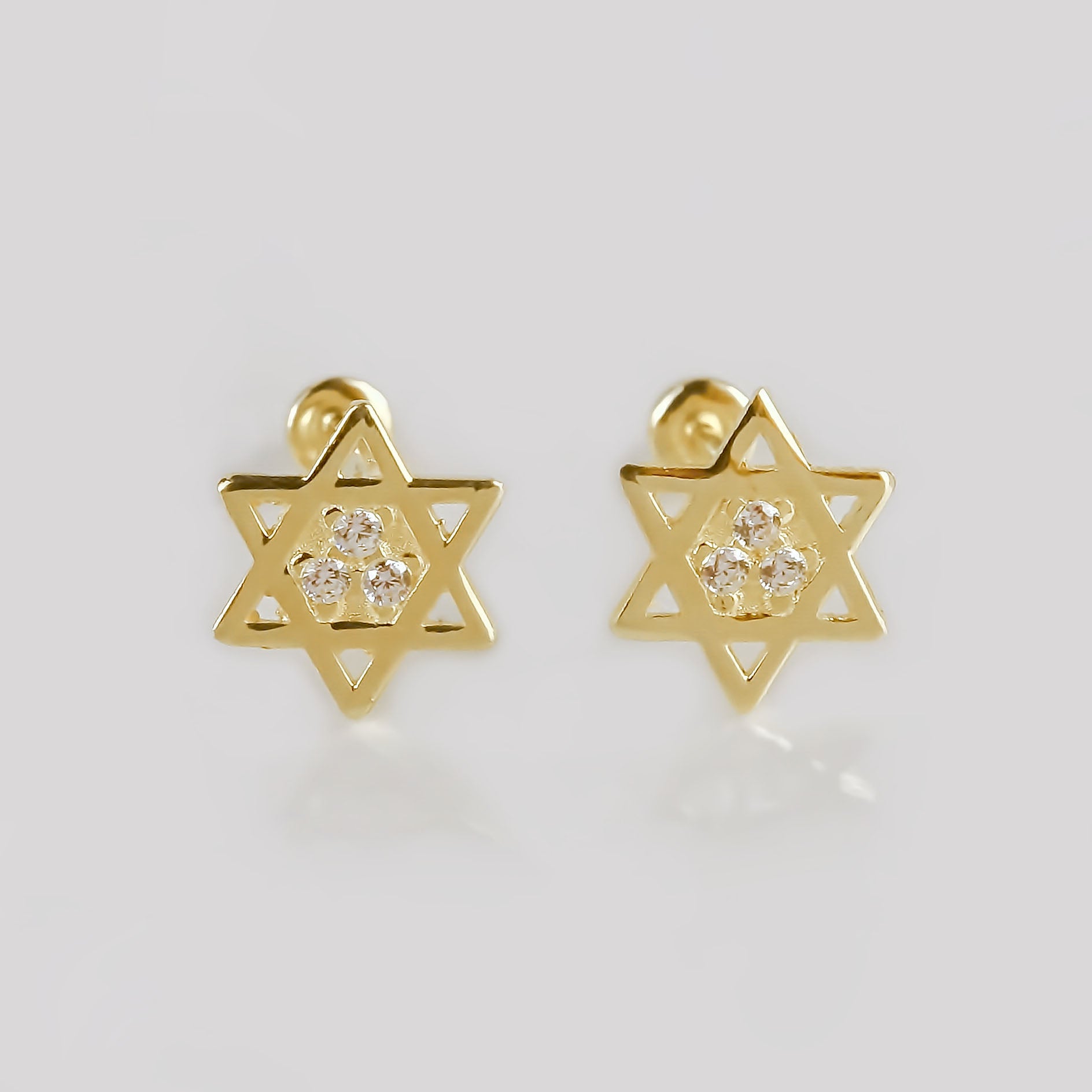Amor Eterno - Broqueles Estrella De David / Aretes Oro 10k