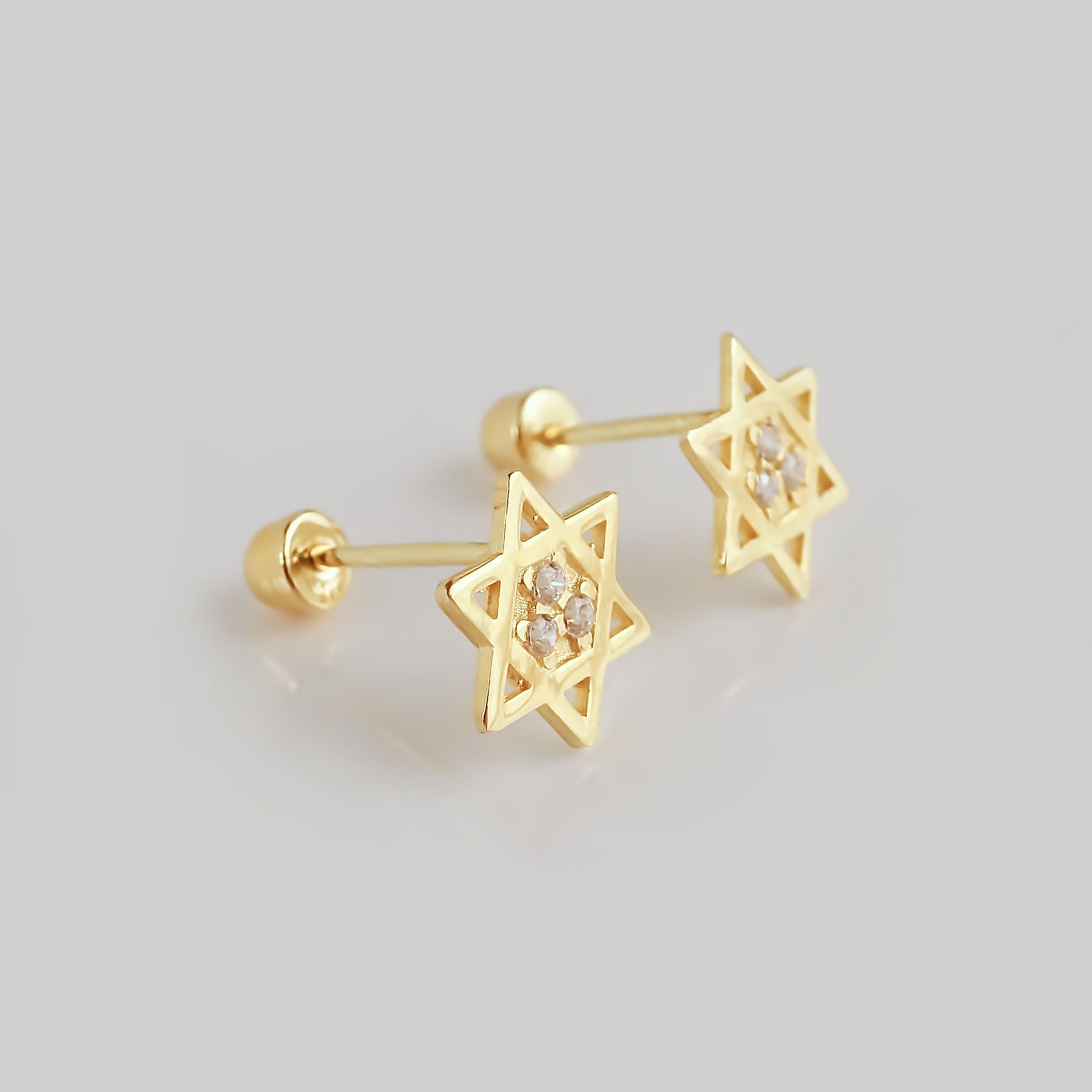 Amor Eterno - Broqueles Estrella De David / Aretes Oro 10k