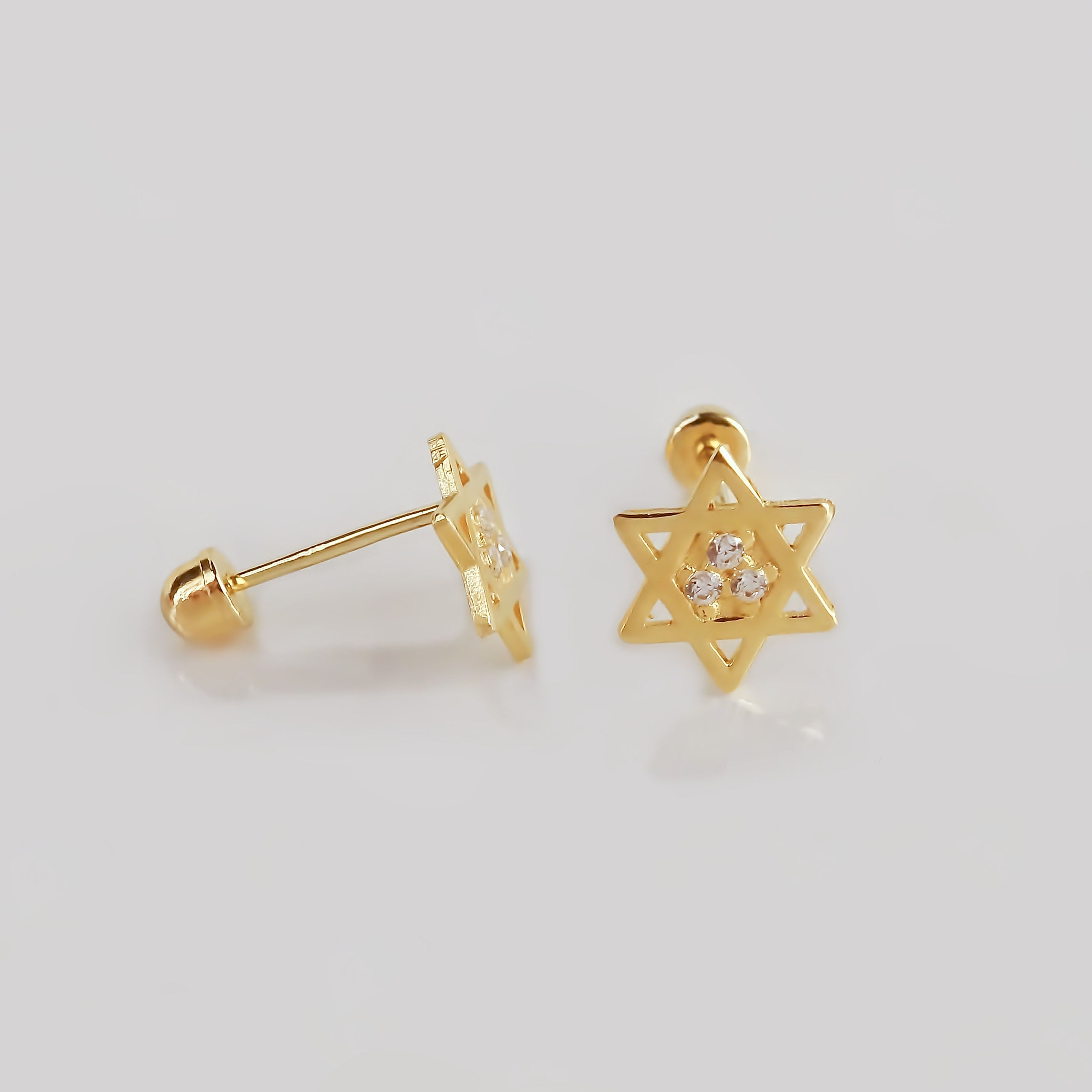 Amor Eterno - Broqueles Estrella De David / Aretes Oro 10k