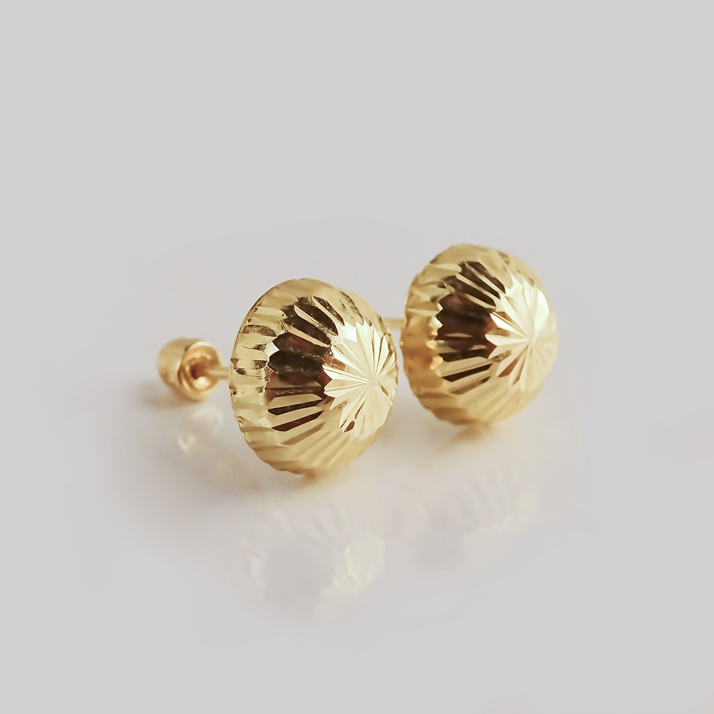 Amor Eterno - Broqueles Hongo Grande / Aretes Oro Sólido 10k