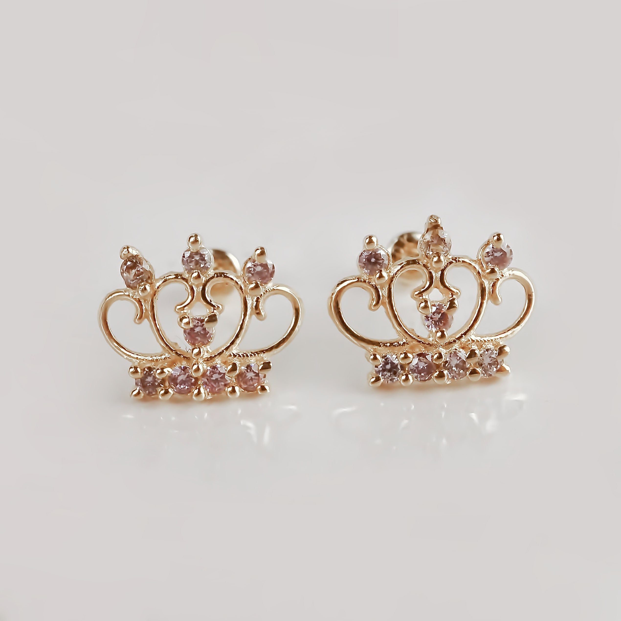 Amor Eterno - Broqueles Corona Imperio / Aretes Oro 10k