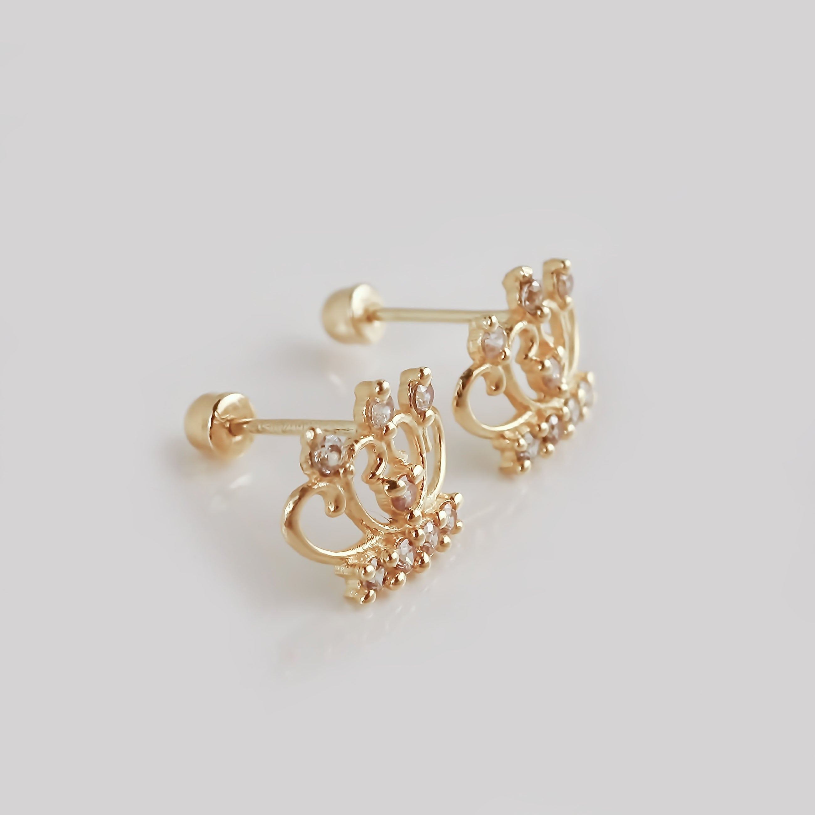 Amor Eterno - Broqueles Corona Imperio / Aretes Oro 10k