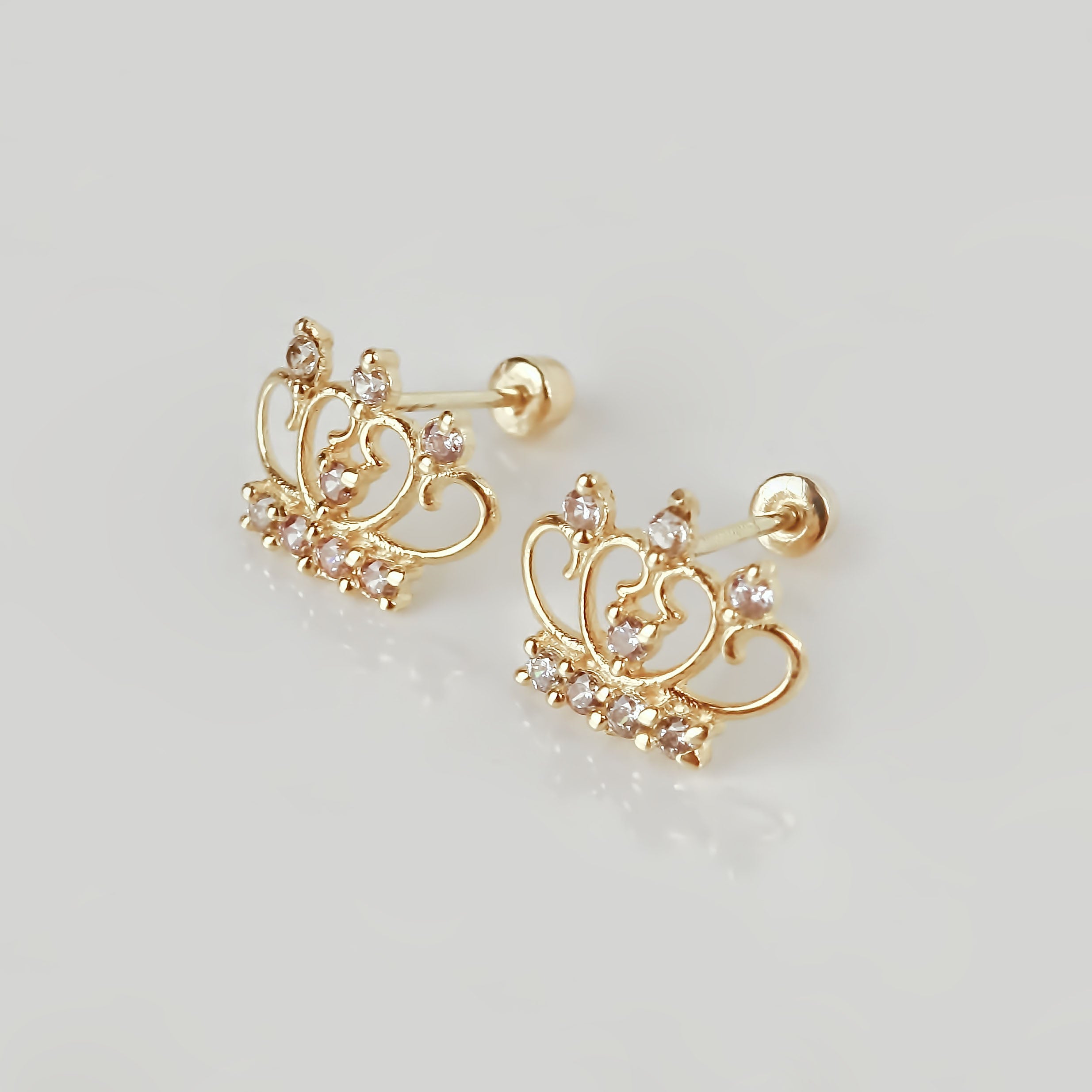Amor Eterno - Broqueles Corona Imperio / Aretes Oro 10k