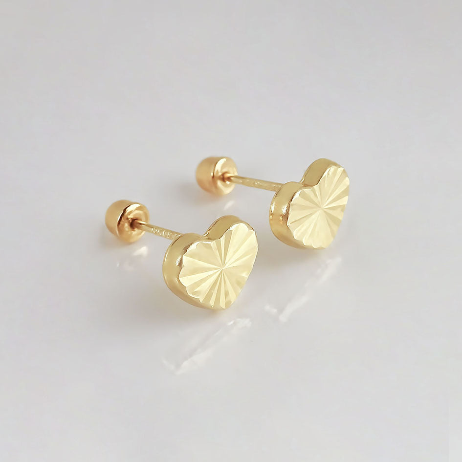 Amor Eterno - Broqueles Corazón Basic Aretes / Oro 10k