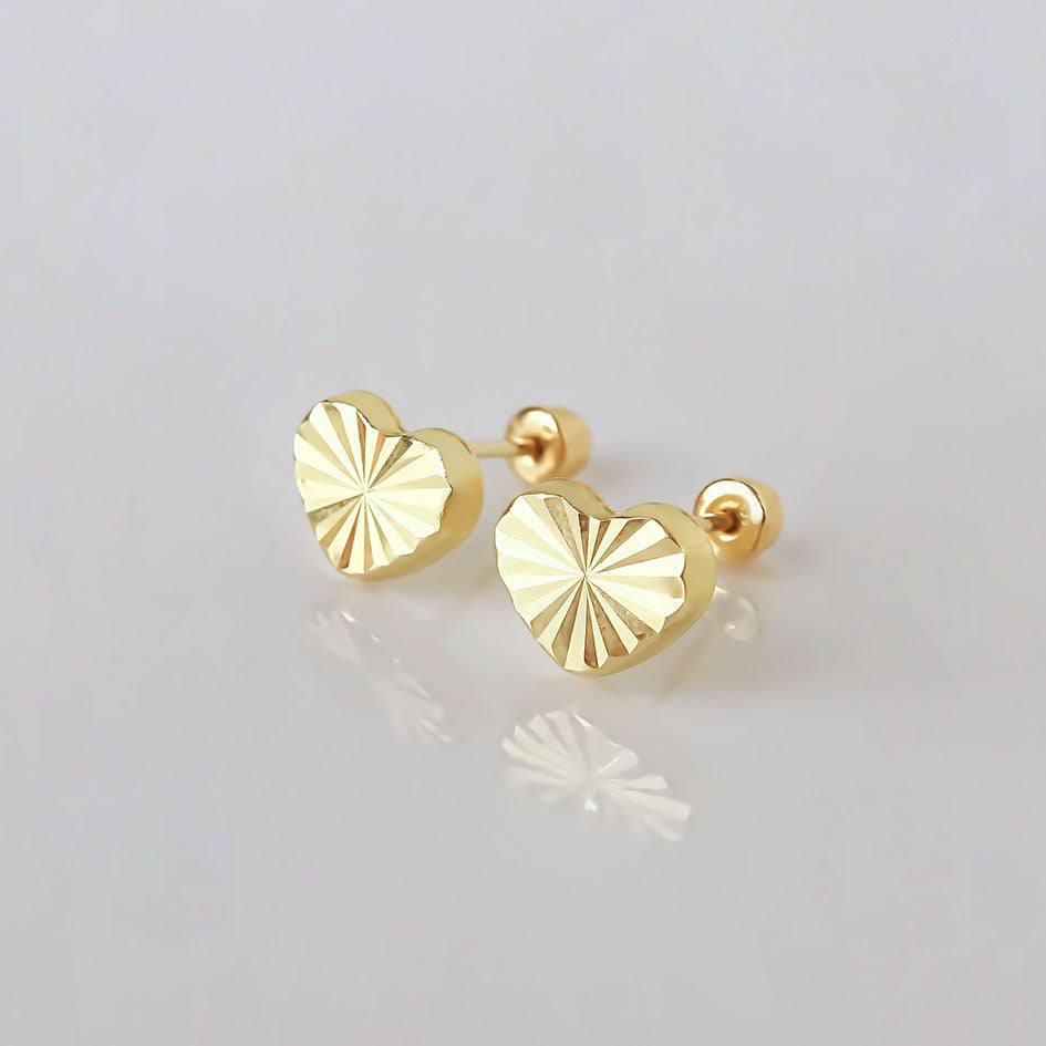 Amor Eterno - Broqueles Corazón Basic Aretes / Oro 10k