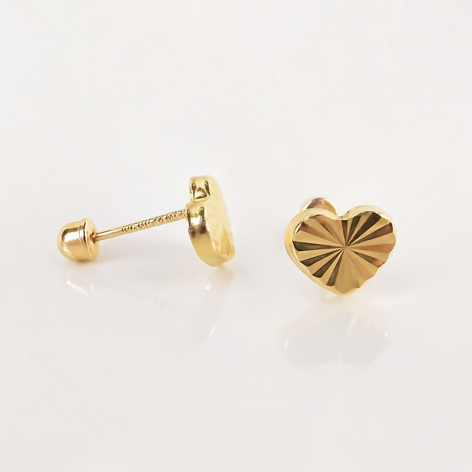 Amor Eterno - Broqueles Corazón Basic Aretes / Oro 10k