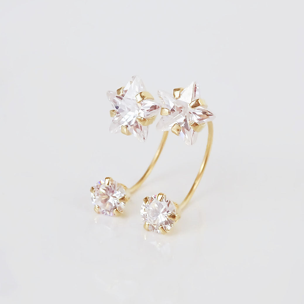 Amor Eterno - Broqueles Curvos Estrella / Aretes Oro 10k