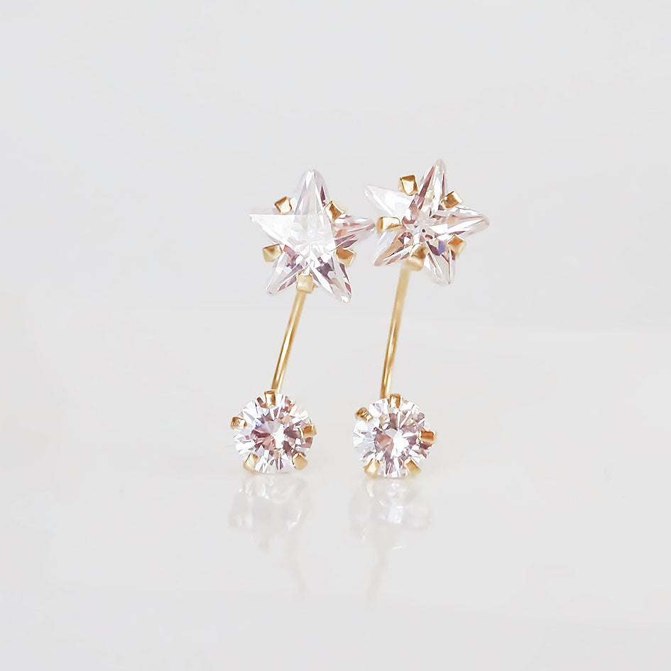 Amor Eterno - Broqueles Curvos Estrella / Aretes Oro 10k
