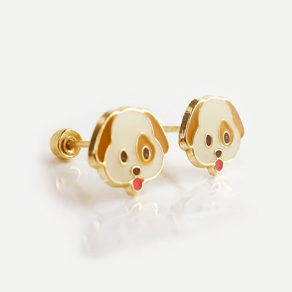 Amor Eterno - Broqueles Deluxe Perrito / Aretes / Oro 10k / Mancha