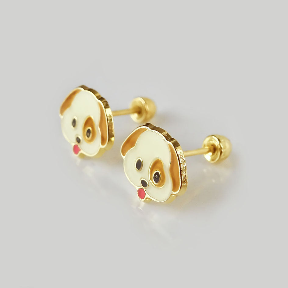 Amor Eterno - Broqueles Deluxe Perrito / Aretes / Oro 10k / Mancha