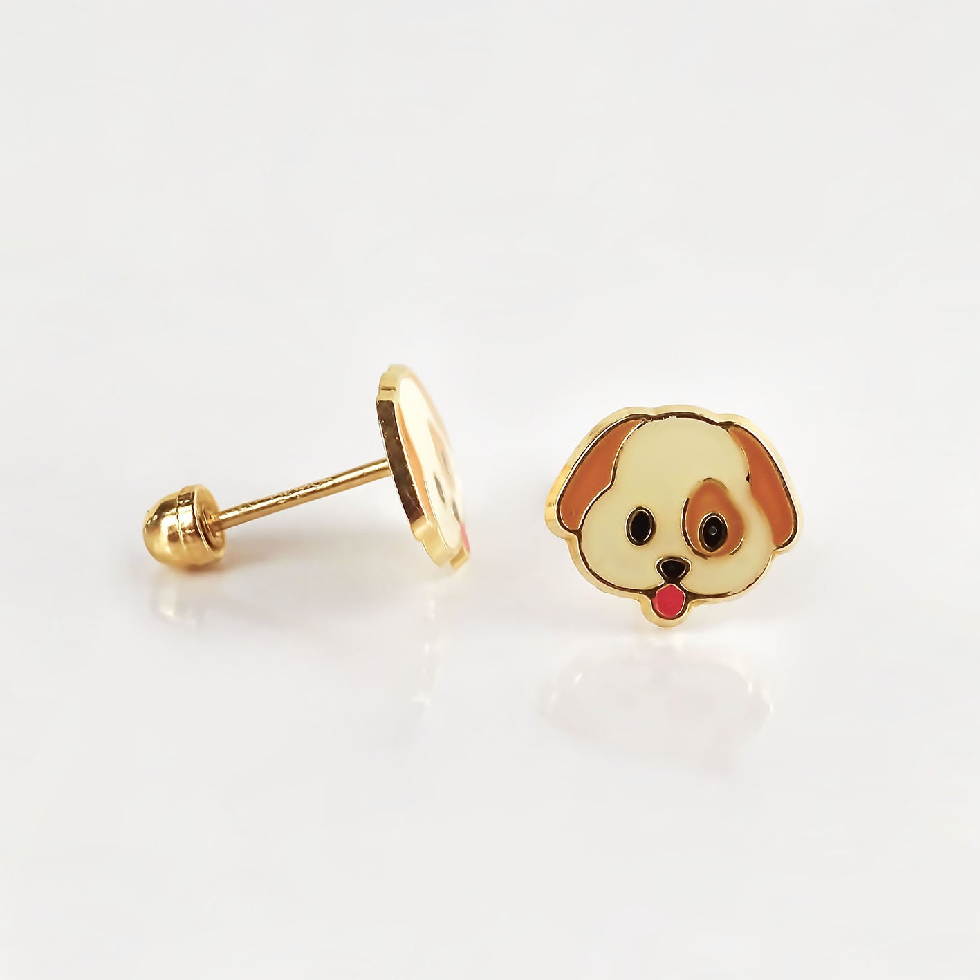 Amor Eterno - Broqueles Deluxe Perrito / Aretes / Oro 10k / Mancha