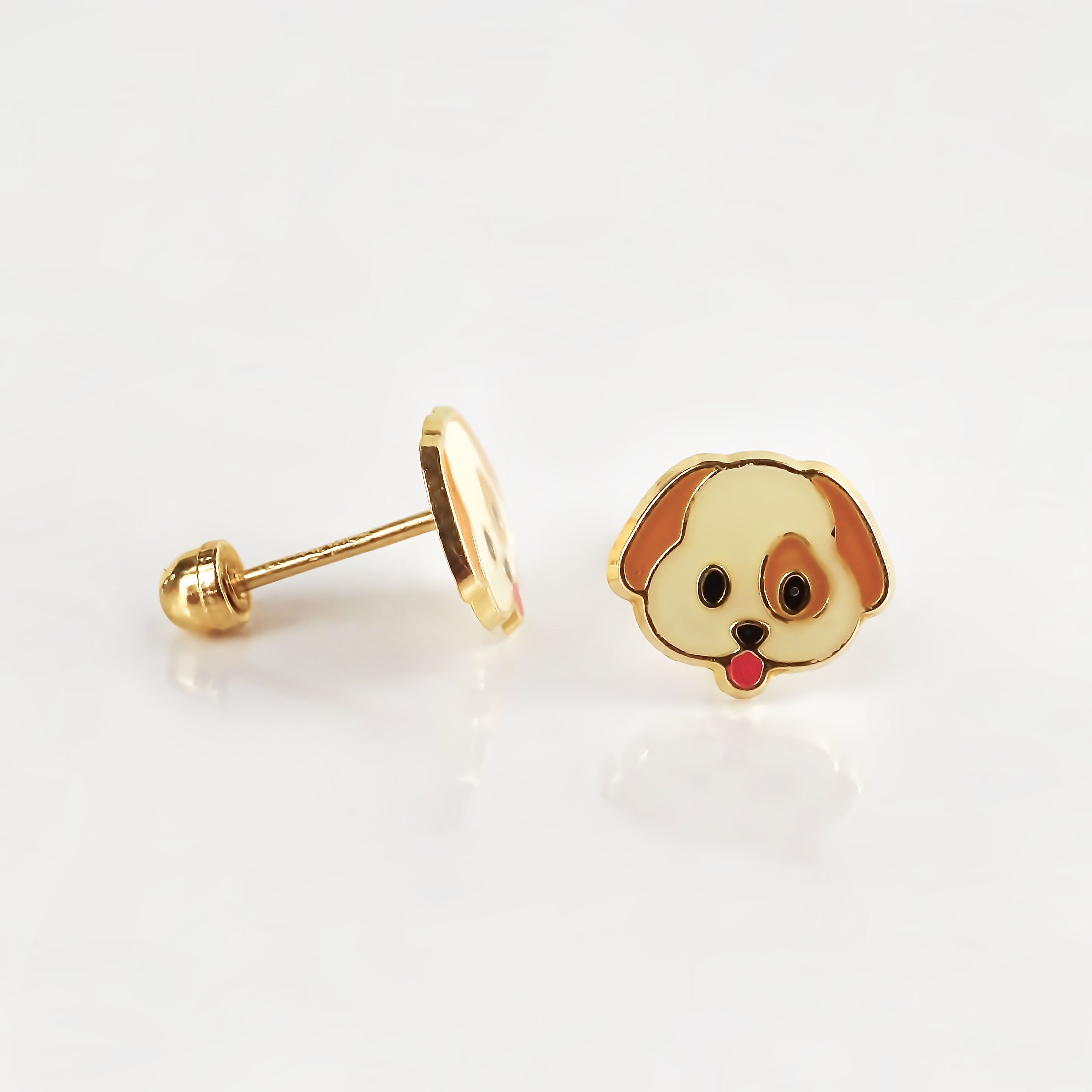 Amor Eterno - Broqueles Deluxe Perrito / Aretes / Oro 10k / Mancha
