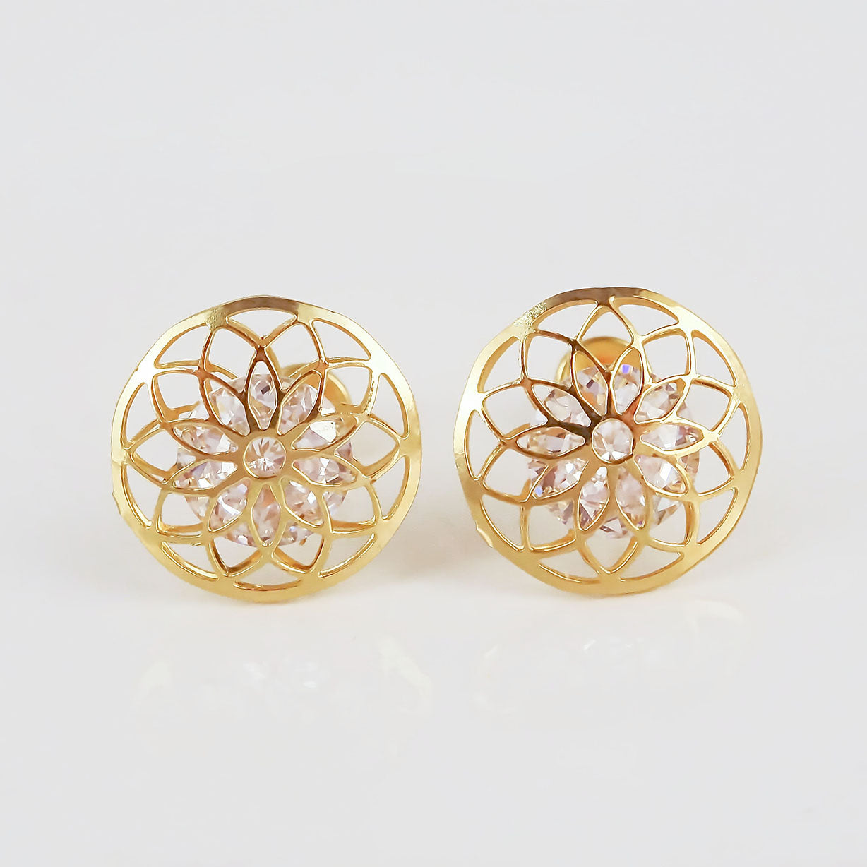 Amor Eterno - Broqueles / Flor Mandala Grande / Oro 10k