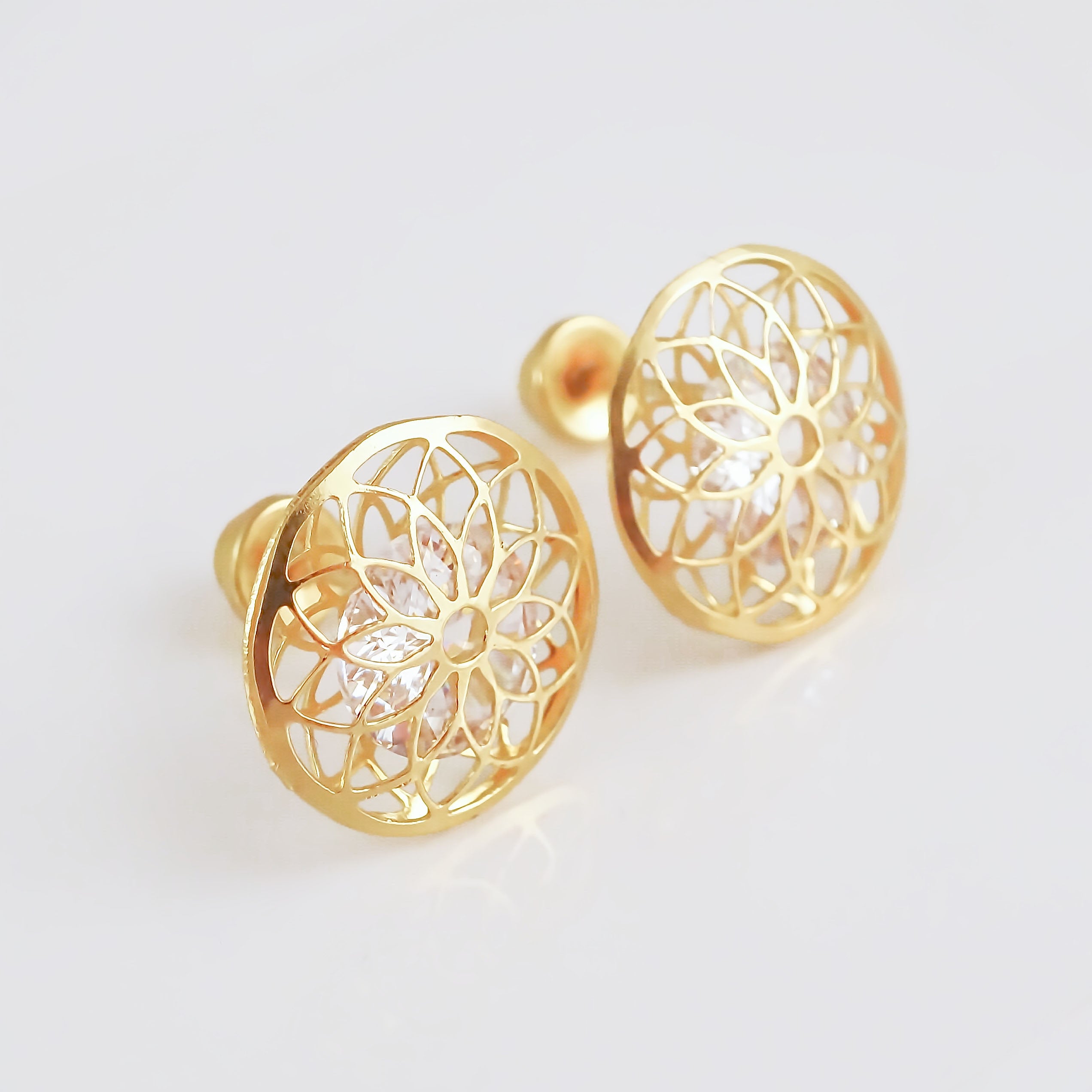 Amor Eterno - Broqueles / Flor Mandala Grande / Oro 10k