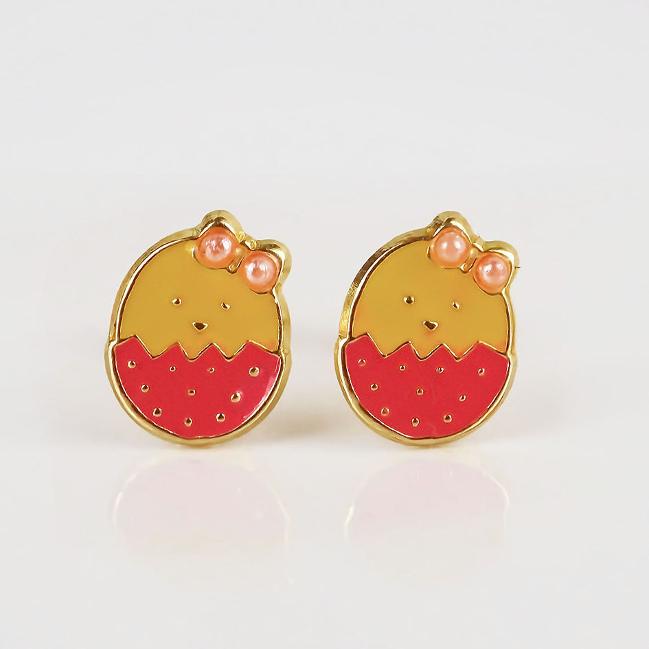 Amor Eterno - Broqueles Huevo Pollita / Aretes Oro 10k