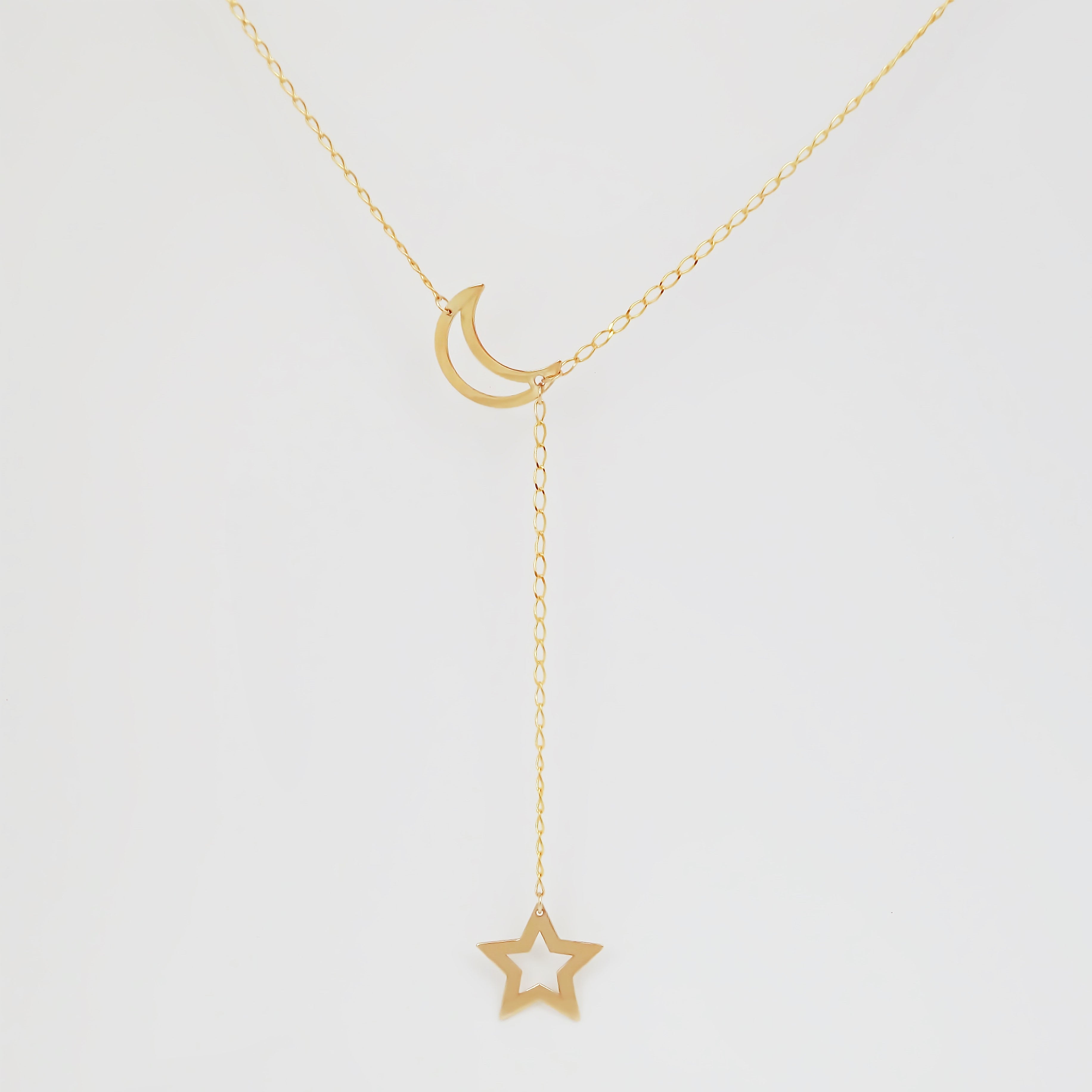 Amor Eterno - Gargantilla Luna Estrella / Oro Sólido 10k