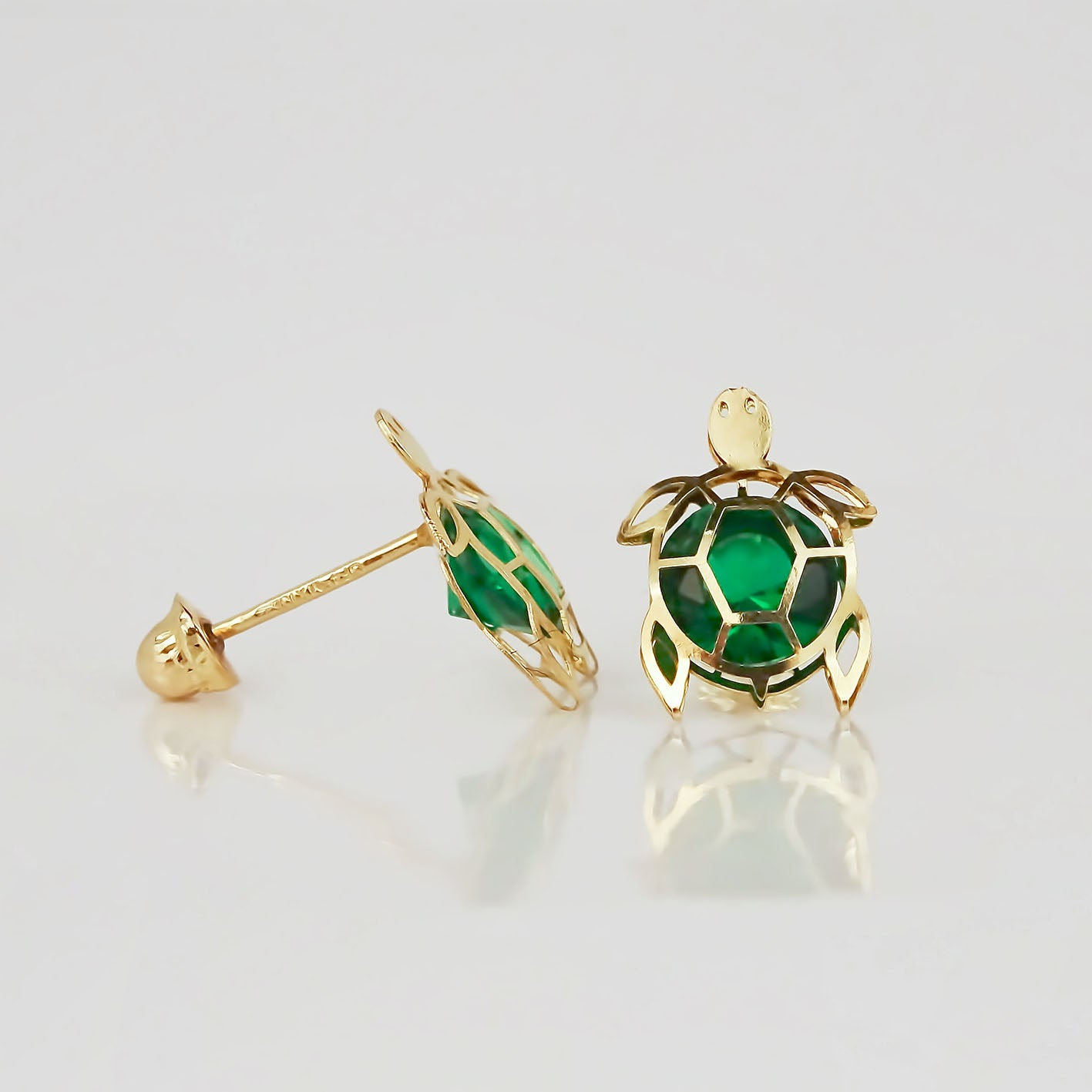 Amor Eterno - Broqueles Tortuga Grande 3d / Aretes Oro 10k