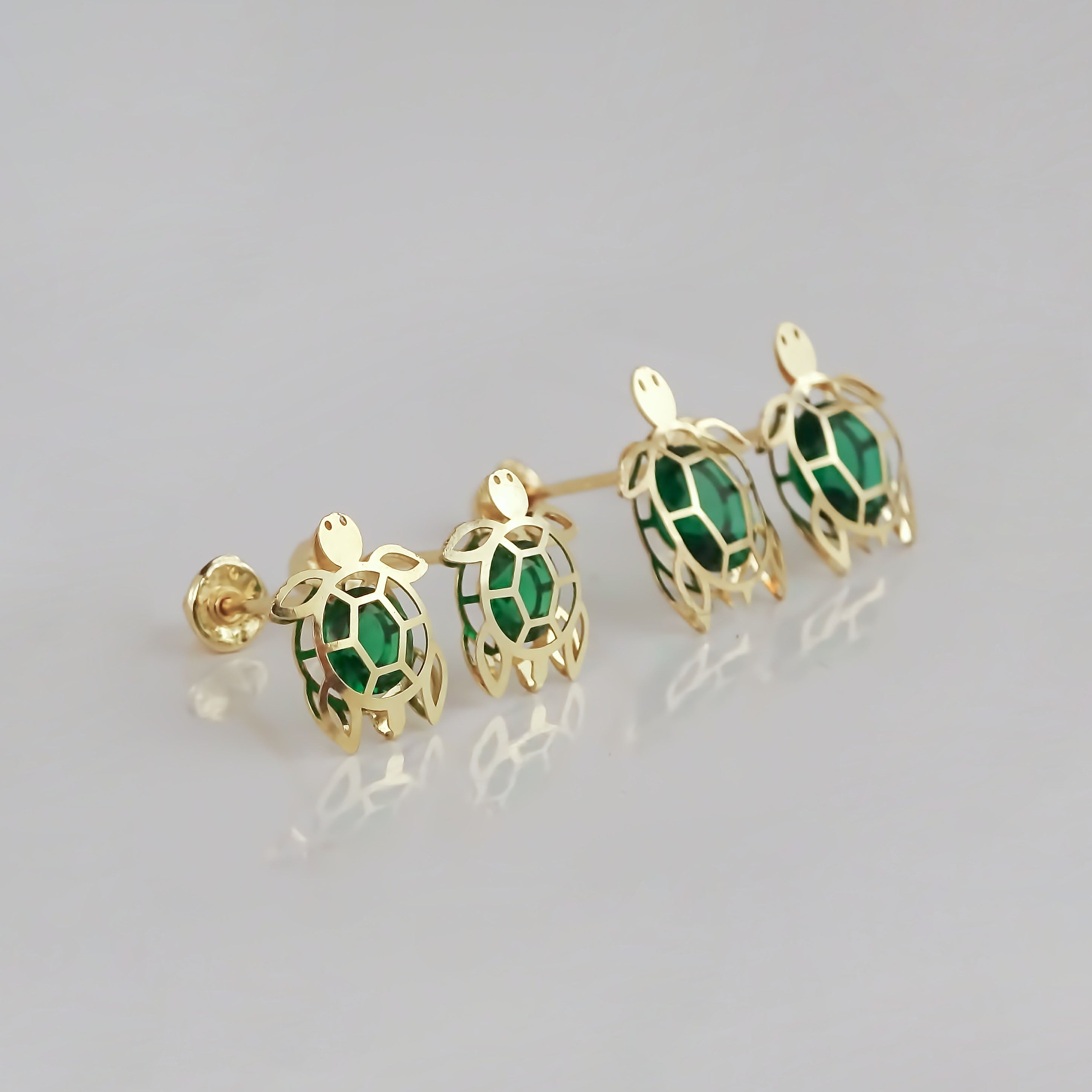 Amor Eterno - Broqueles Tortuga Bebé 3d / Aretes Oro 10k