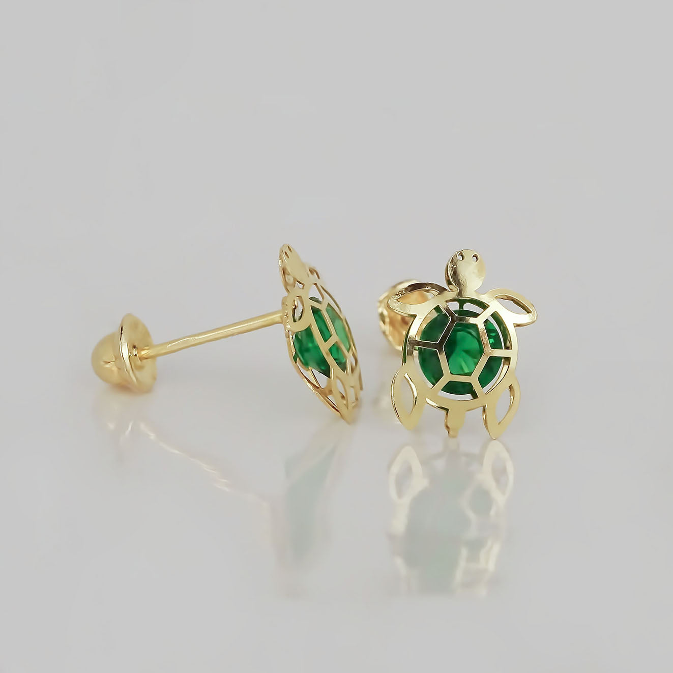 Amor Eterno - Broqueles Tortuga Bebé 3d / Aretes Oro 10k