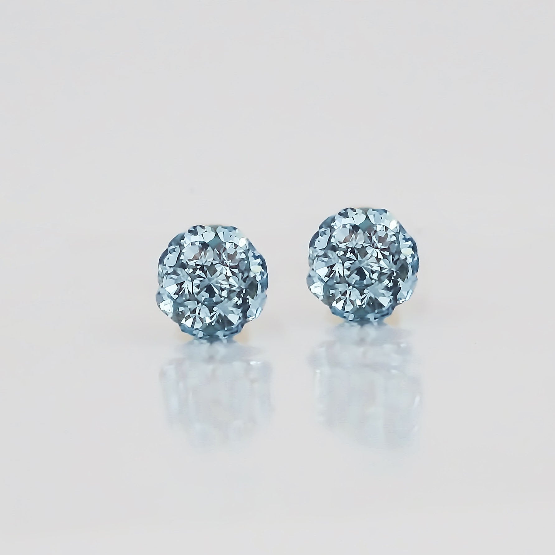 Amor Eterno - Broqueles Esferas / Aretes / Oro Sólido 10k / Azul Chica