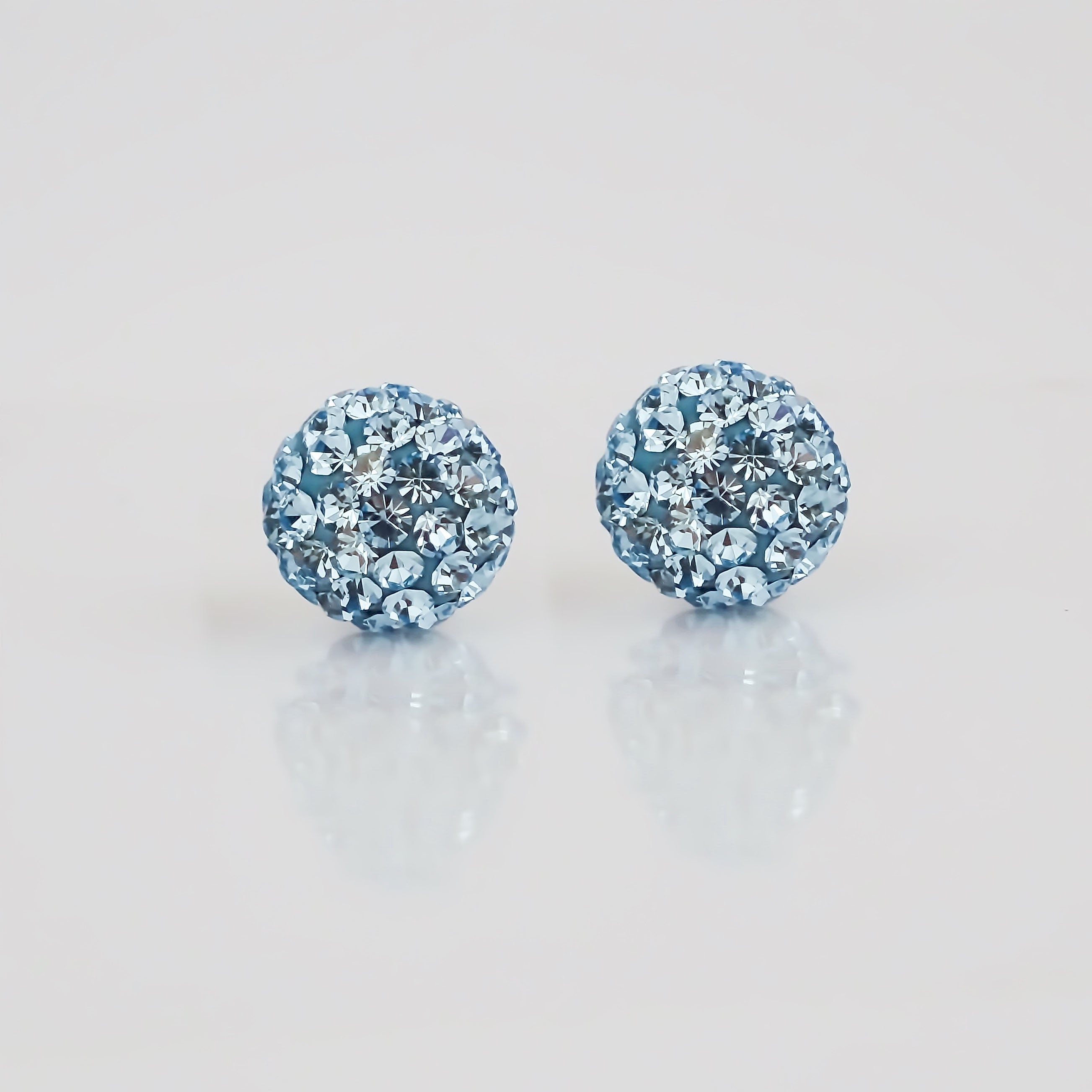 Amor Eterno - Broqueles Esferas Mediana / Aretes Oro 10k / Azul