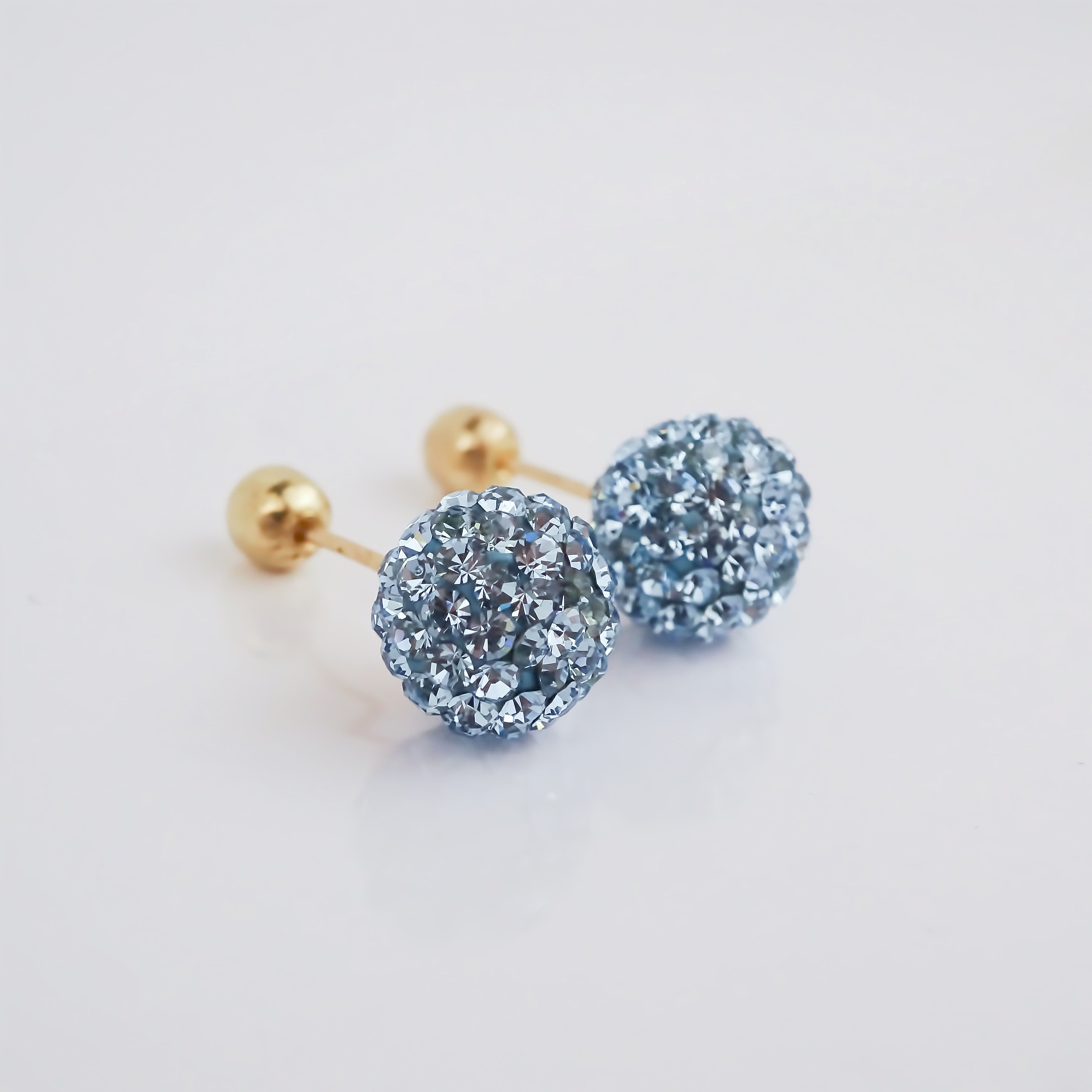Amor Eterno - Broqueles Esferas Grandes / Aretes / Oro 10k / Azul