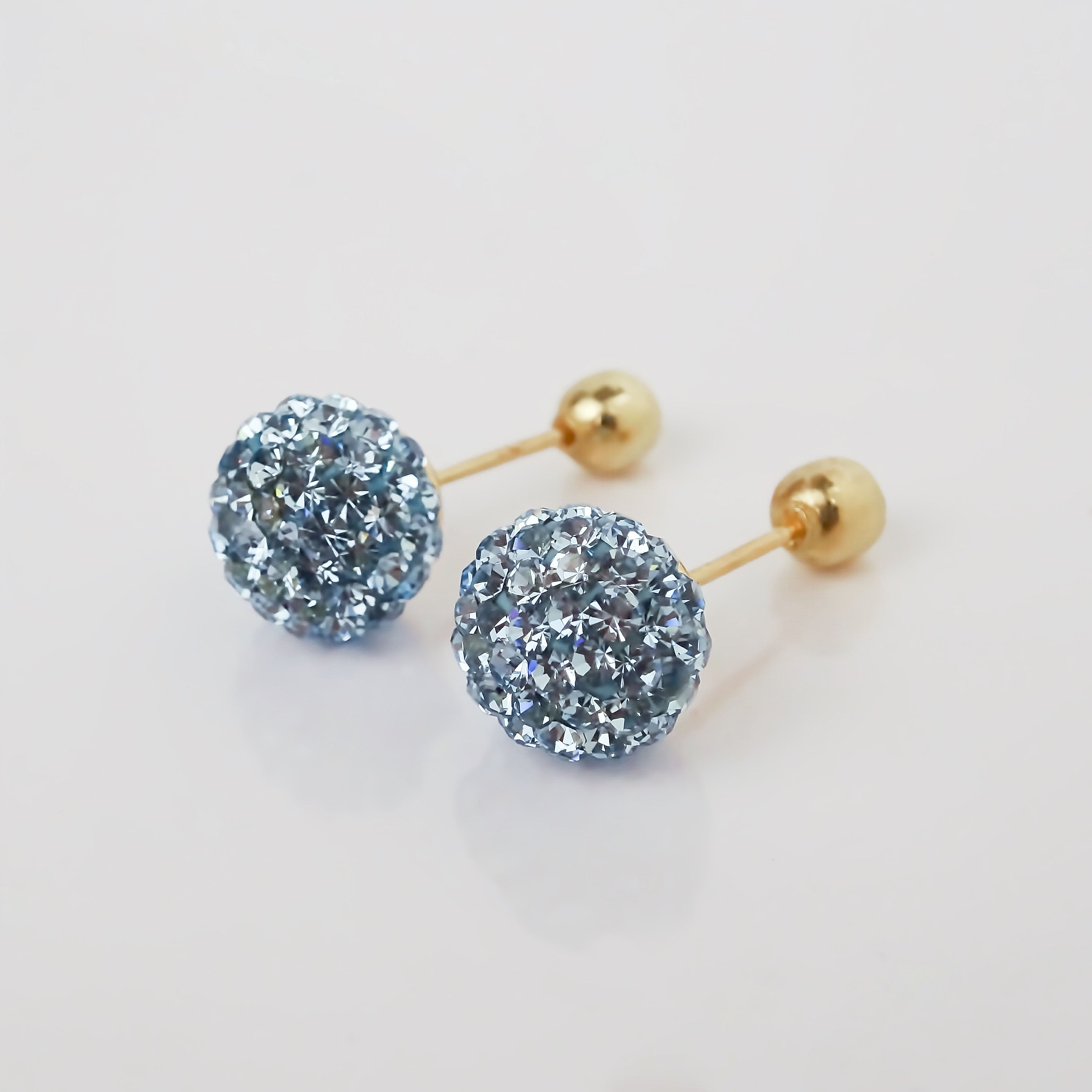 Amor Eterno - Broqueles Esferas Grandes / Aretes / Oro 10k / Azul