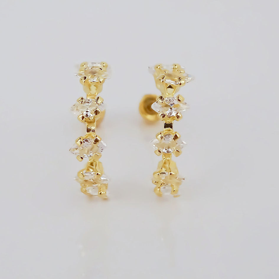 Amor Eterno - Broqueles Media Arracada Marquise /oro 10k