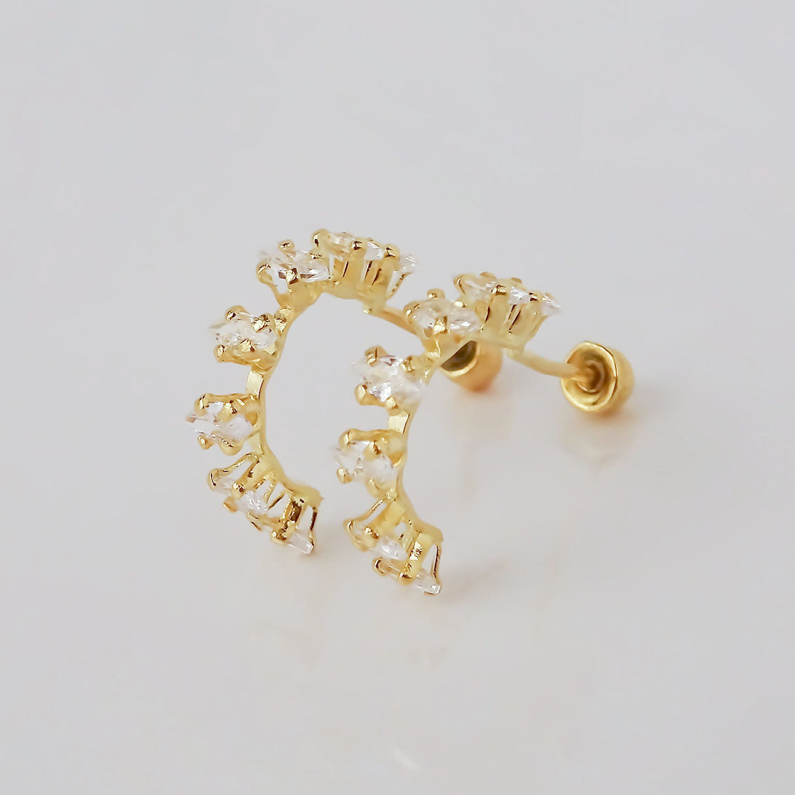 Amor Eterno - Broqueles Media Arracada Marquise /oro 10k