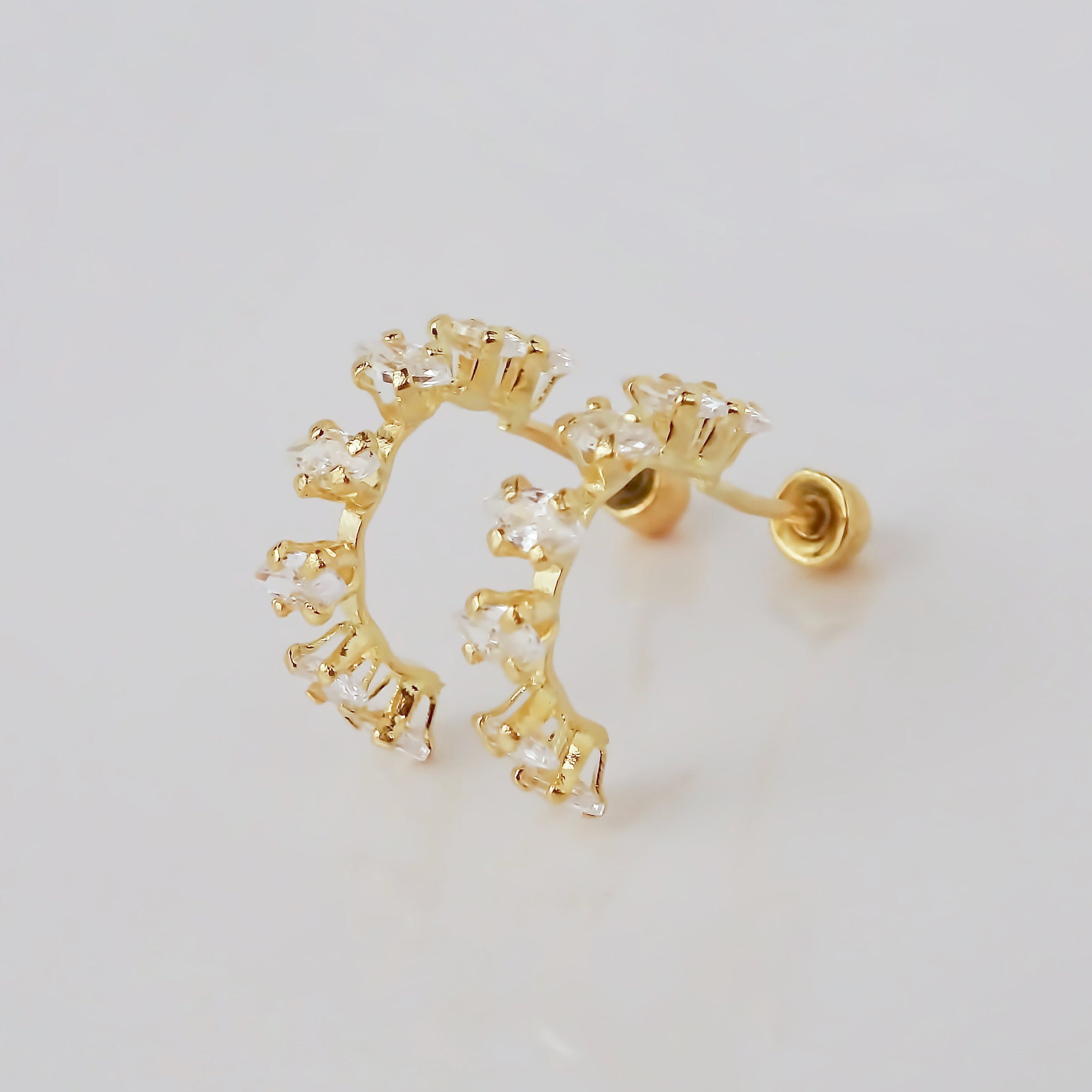 Amor Eterno - Broqueles Media Arracada Marquise /oro 10k