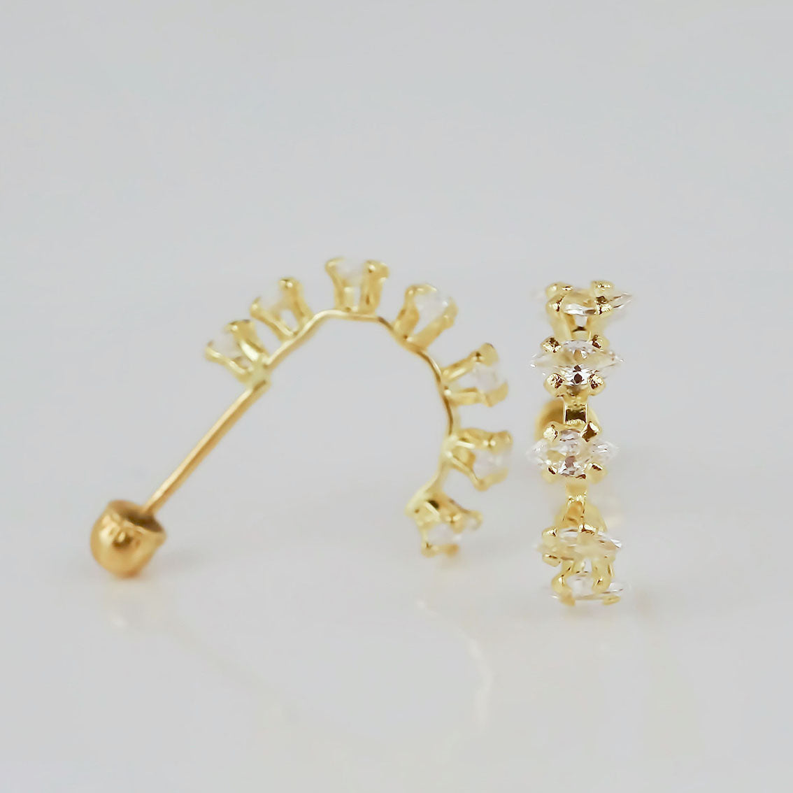 Amor Eterno - Broqueles Media Arracada Marquise /oro 10k