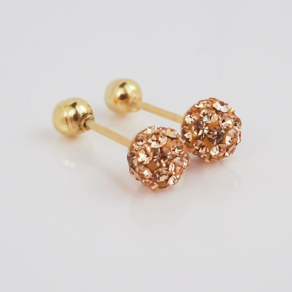 Amor Eterno - Broqueles Esferas / Aretes / Oro Sólido 10k / Golden Chica