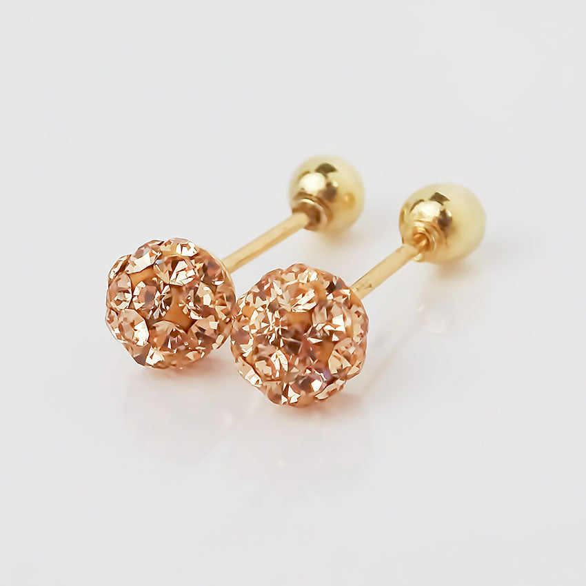 Amor Eterno - Broqueles Esferas / Aretes / Oro Sólido 10k / Golden Chica