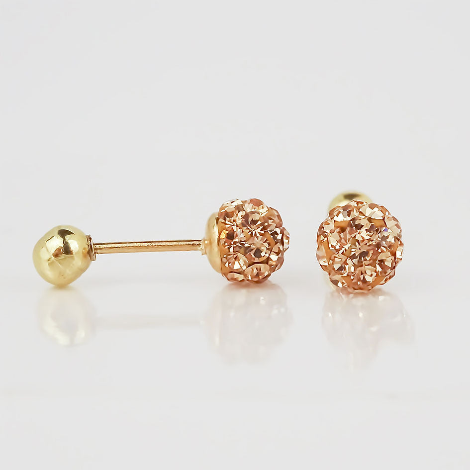 Amor Eterno - Broqueles Esferas / Aretes / Oro Sólido 10k / Golden Chica
