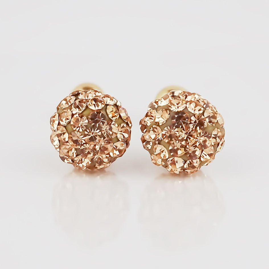 Amor Eterno - Broqueles Esferas Mediana / Aretes Oro 10k / Golden