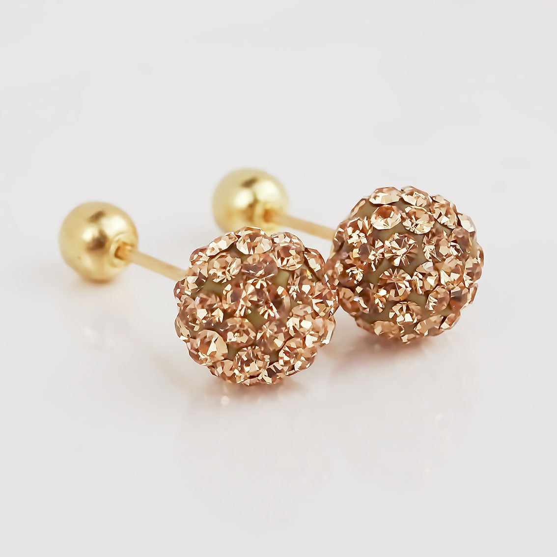 Amor Eterno - Broqueles Esferas Mediana / Aretes Oro 10k / Golden
