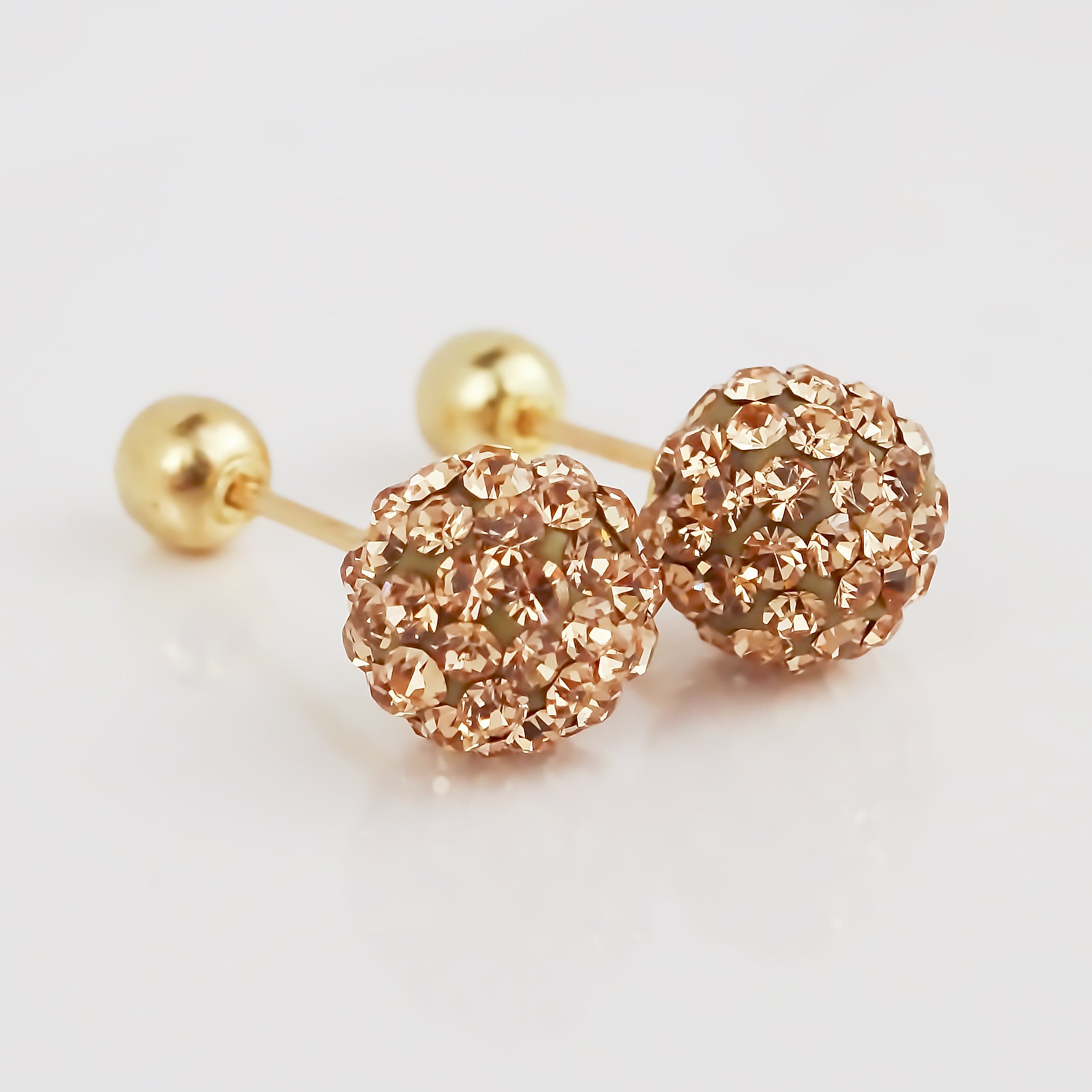 Amor Eterno - Broqueles Esferas Mediana / Aretes Oro 10k / Golden