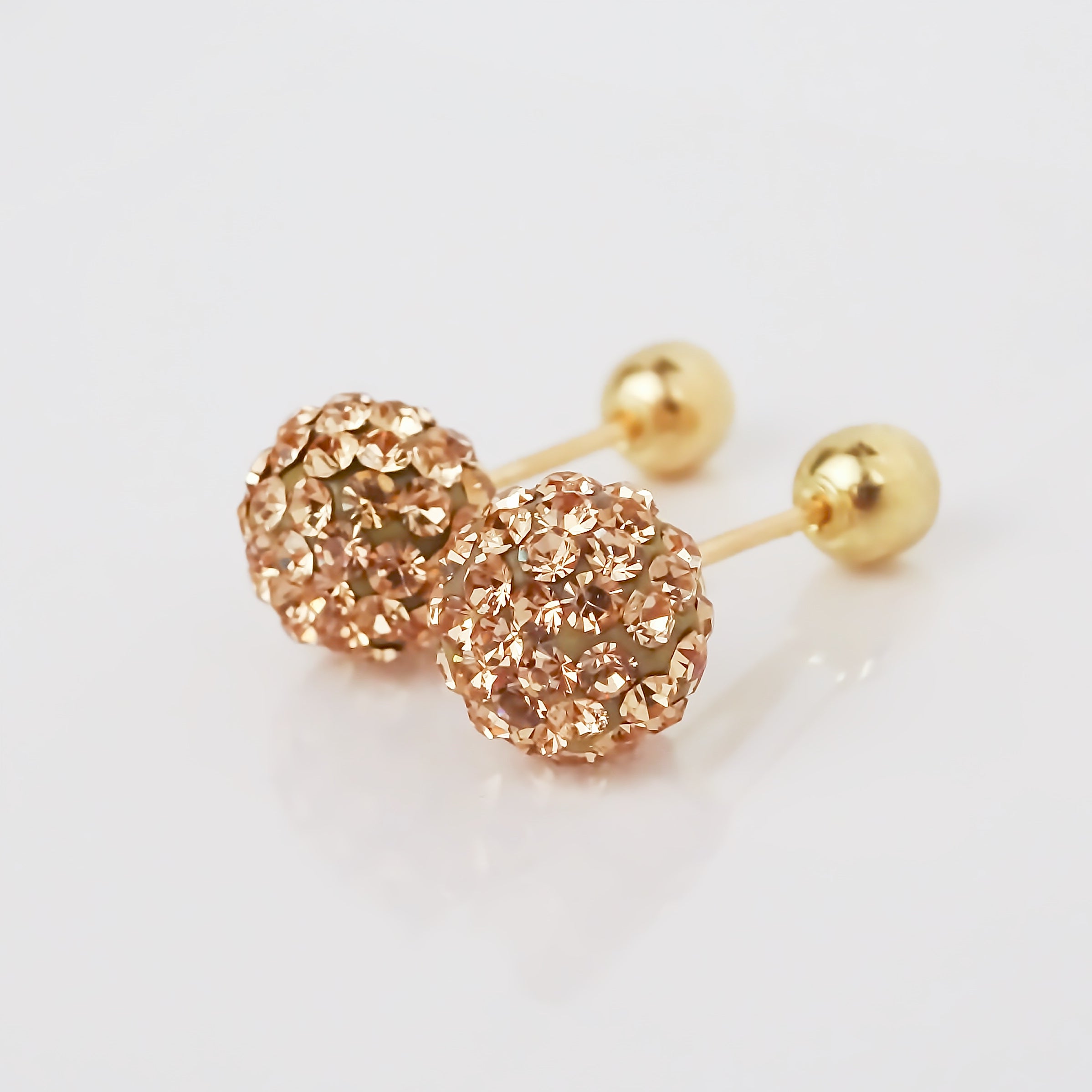 Amor Eterno - Broqueles Esferas Mediana / Aretes Oro 10k / Golden