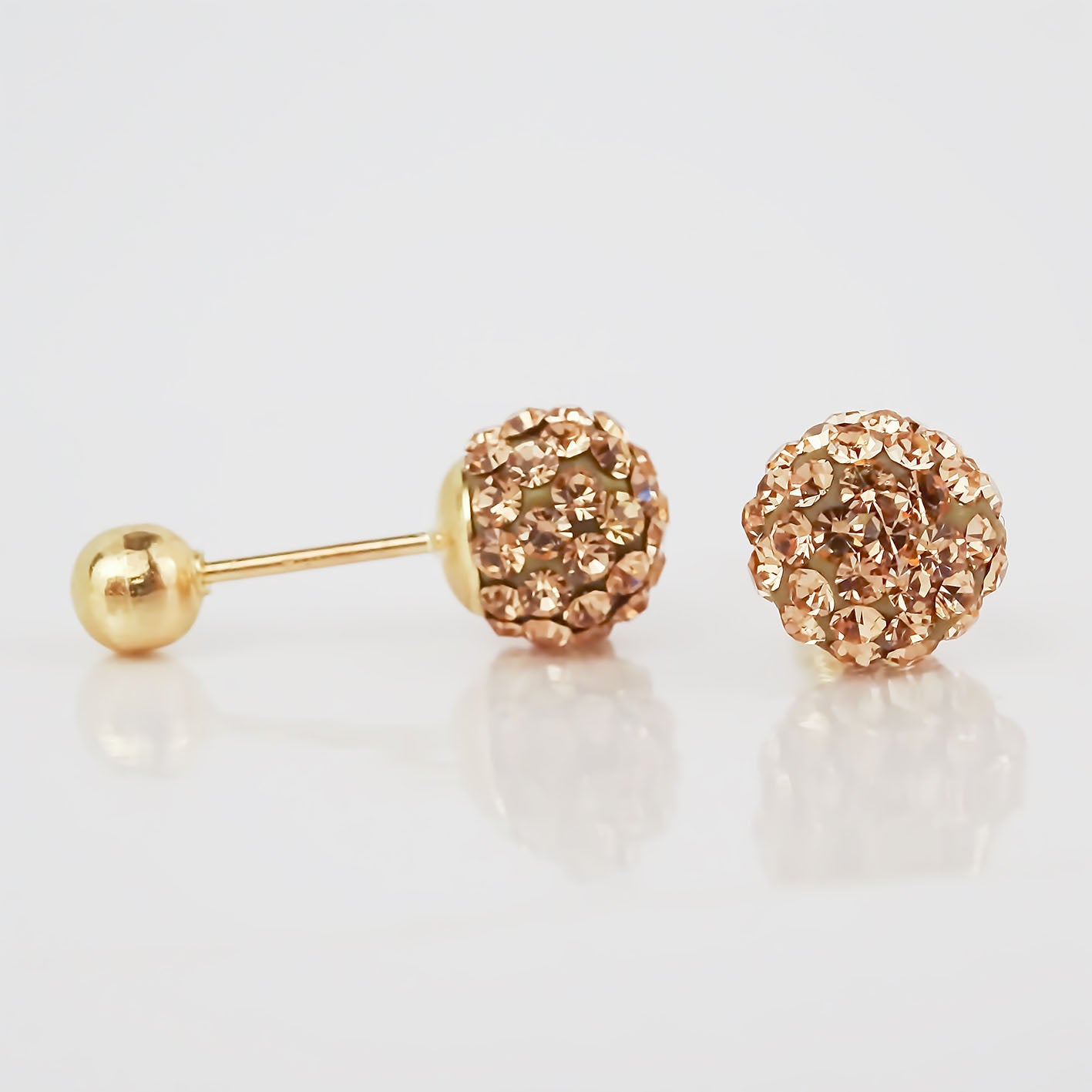 Amor Eterno - Broqueles Esferas Mediana / Aretes Oro 10k / Golden