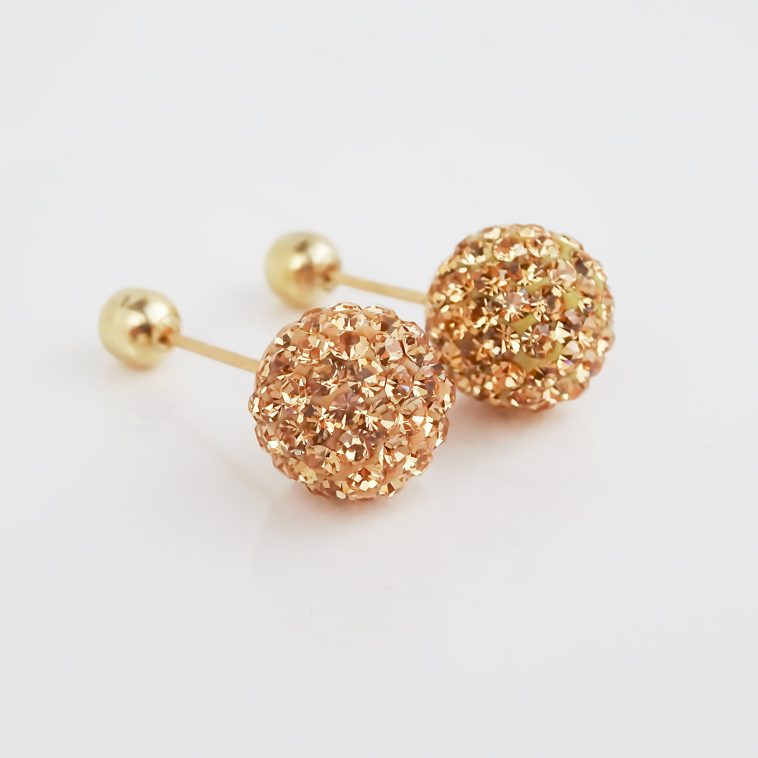 Amor Eterno - Broqueles Esferas Grandes / Aretes / Oro 10k / Golden