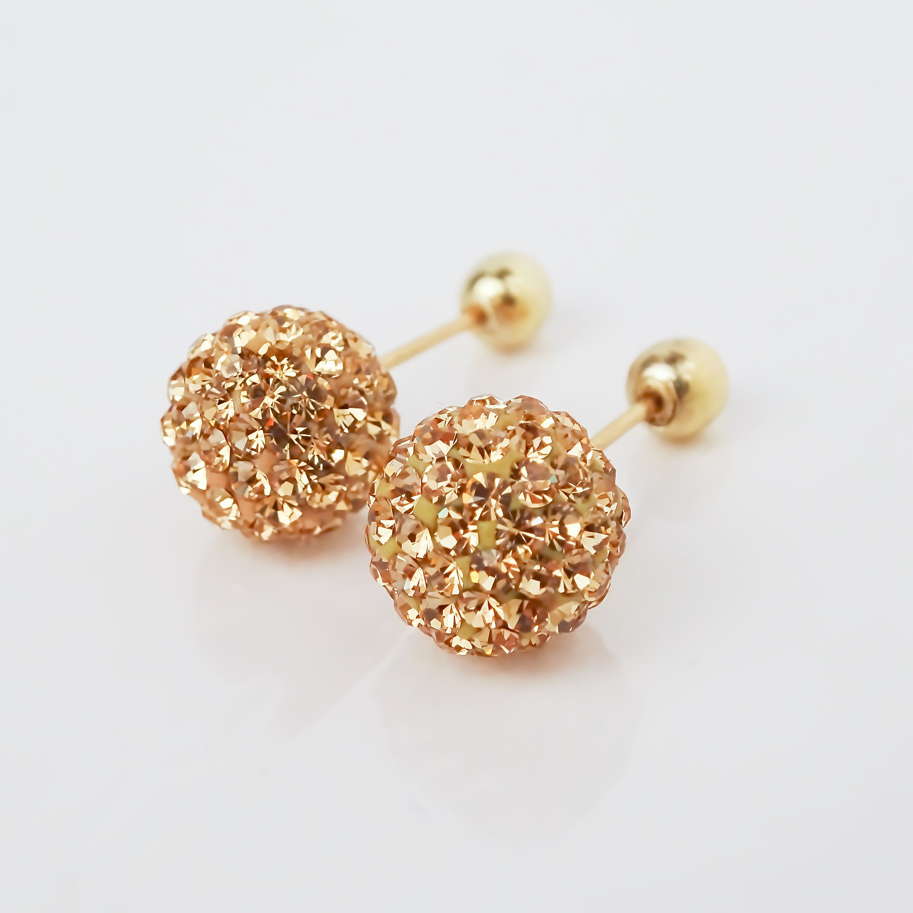 Amor Eterno - Broqueles Esferas Grandes / Aretes / Oro 10k / Golden