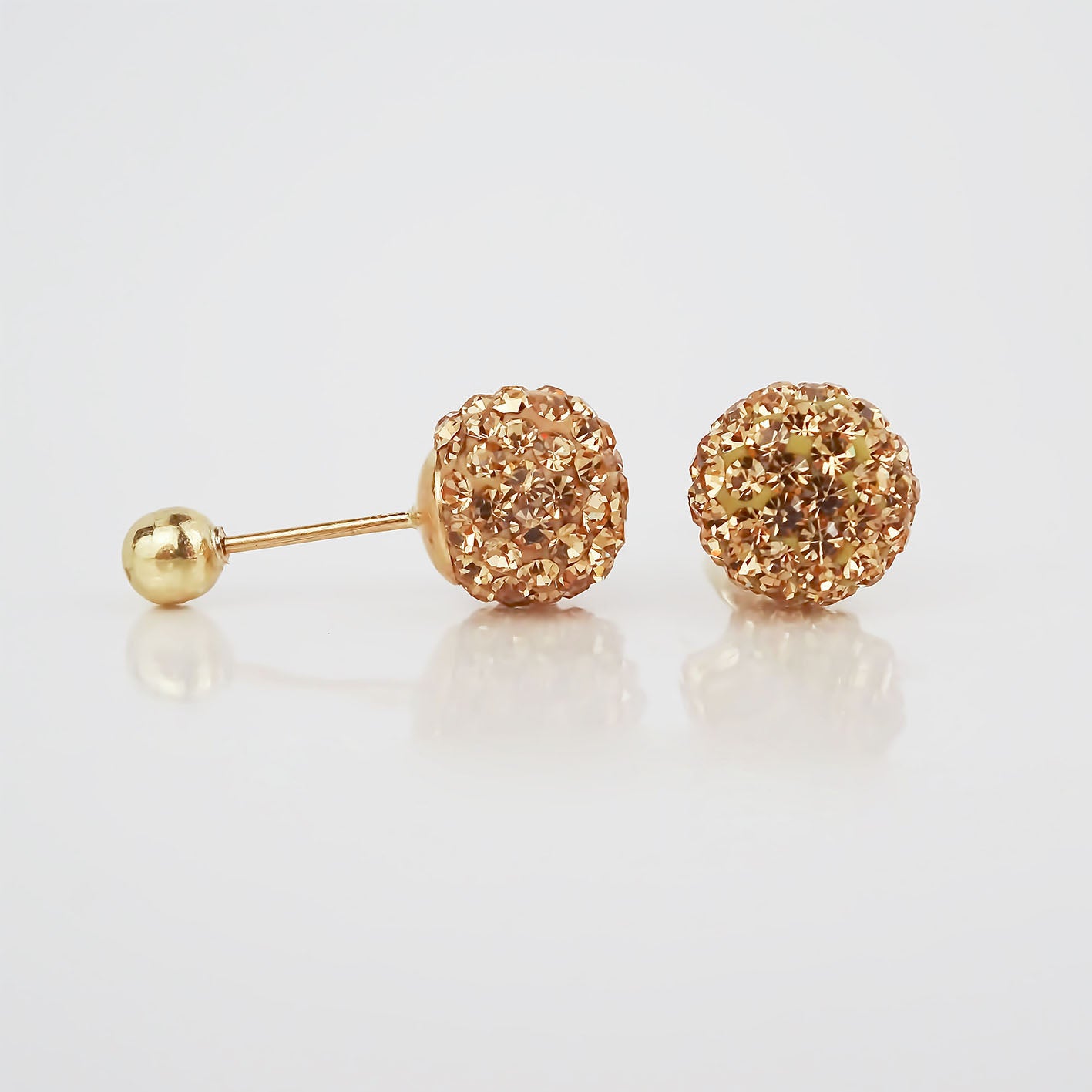 Amor Eterno - Broqueles Esferas Grandes / Aretes / Oro 10k / Golden