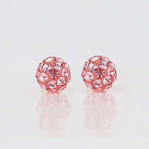 Amor Eterno - Broqueles Esferas / Aretes / Oro Sólido 10k / Rosa Chica