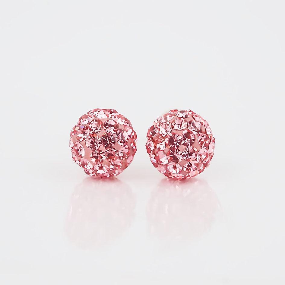 Amor Eterno - Broqueles Esferas Mediana / Aretes Oro 10k / Rosa